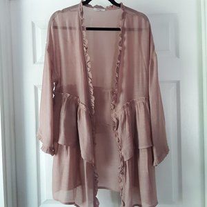 Dusty Rose Ruffled Cardigan